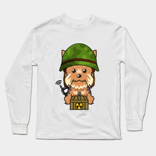 Cute Yorkshire Terrier is a soldier Long Sleeve T-Shirt